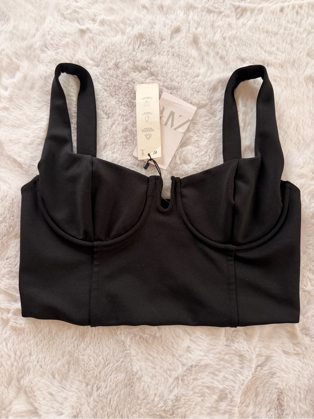 Zara Black Structured Bustier Crop Top